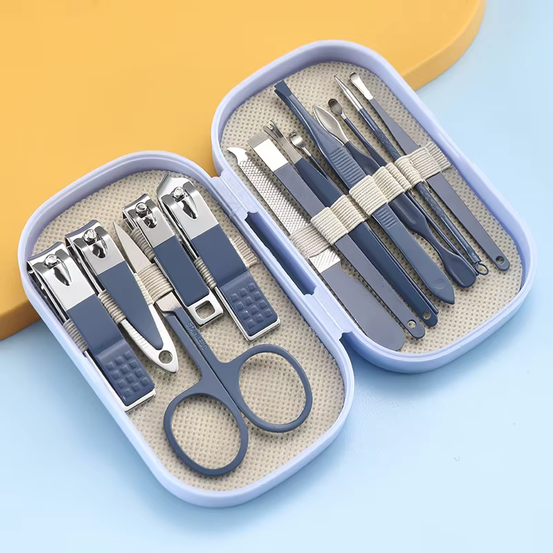 Ensemble de manucure et pédicure de luxe pour hommes et femmes, ciseaux à ongles, coupe-ongles, cuil