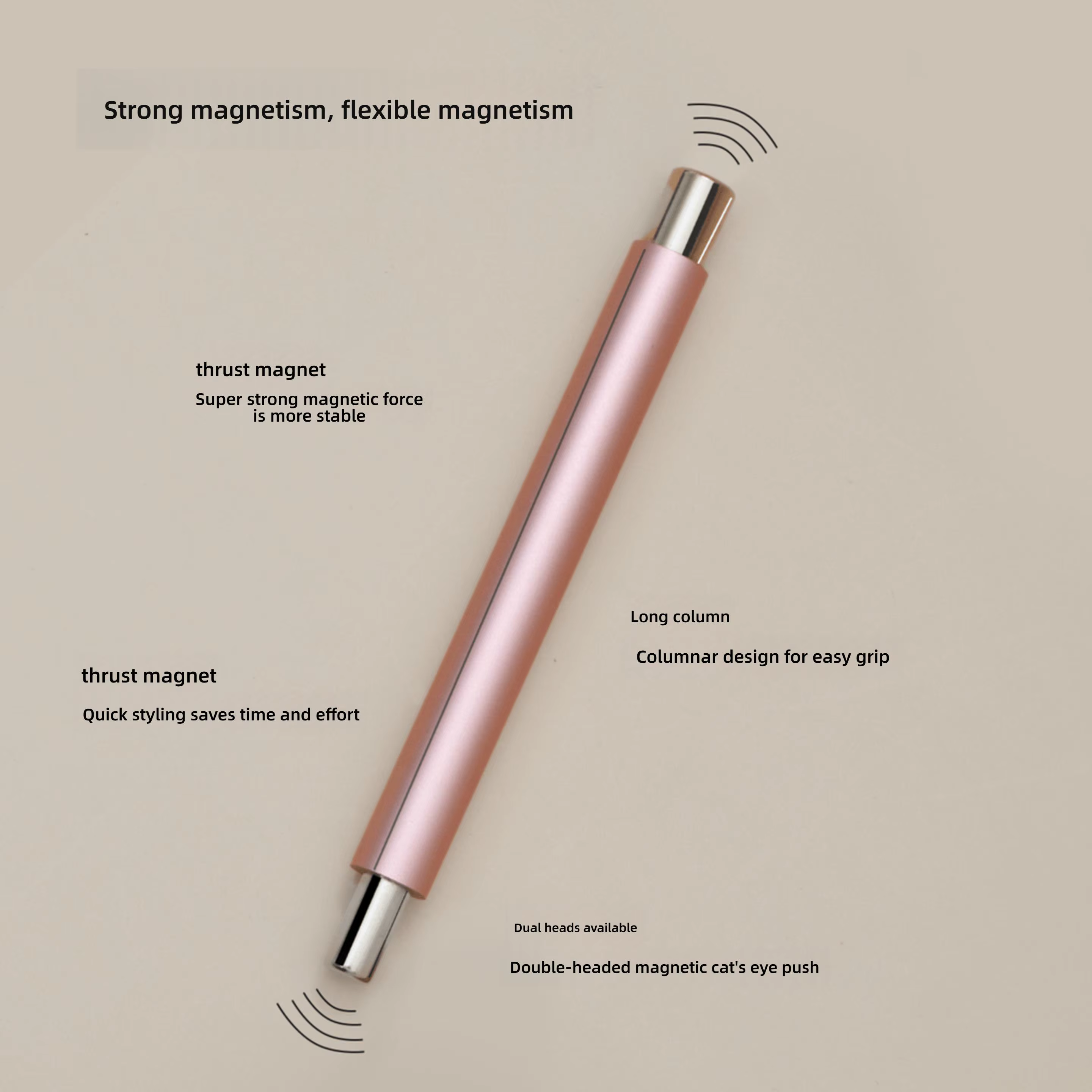 Stylo magnétique pour ongles œil de chat, Double tête, avec boule en acier, bâton magnétique puissan