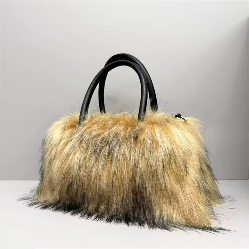 Sac à main de luxe en fausse fourrure pour femmes, nouveau Design, sac d'hiver doux et chaud pour fi