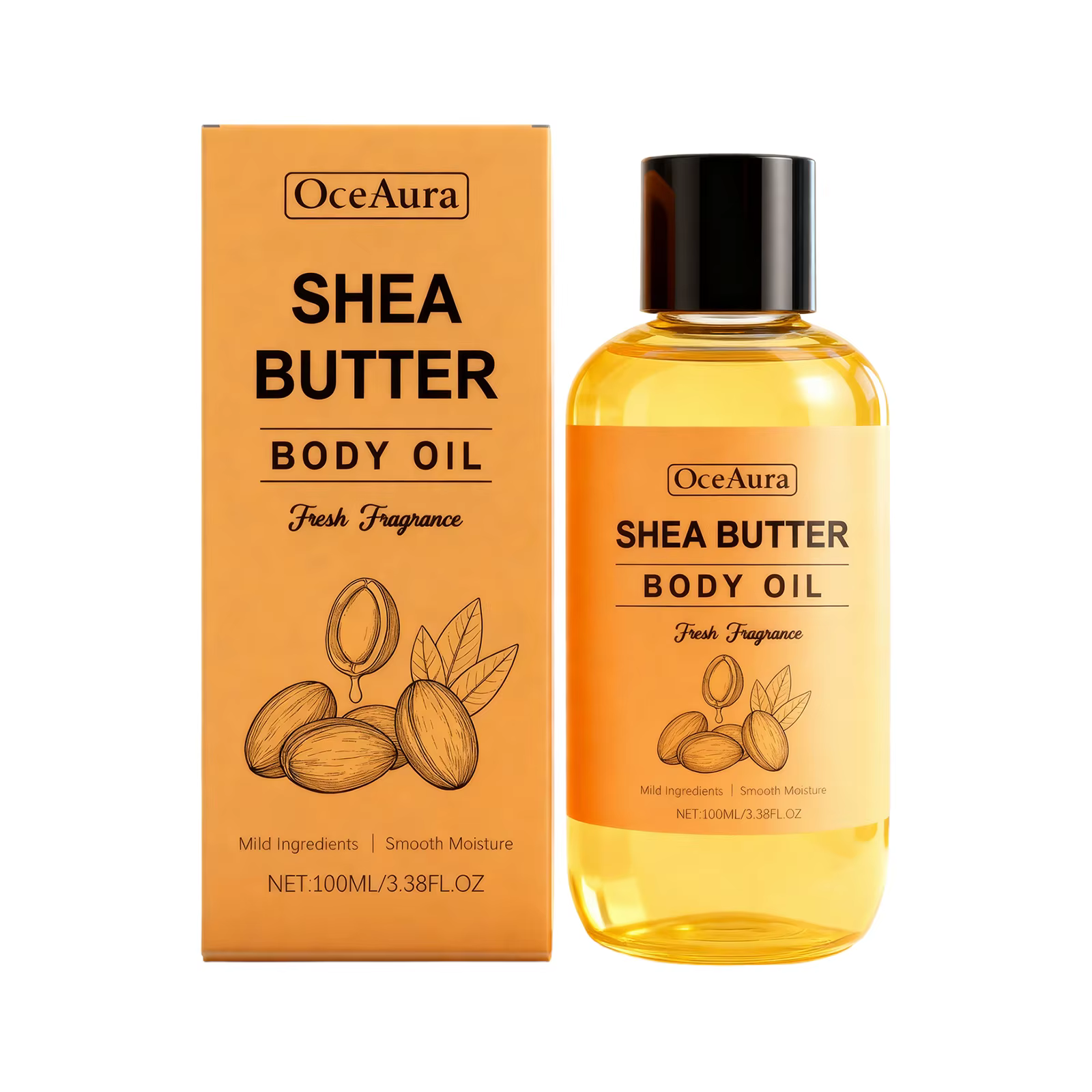 Huile de Massage au beurre de karité 100% naturel, humidité intense pour la peau sèche, légère et à