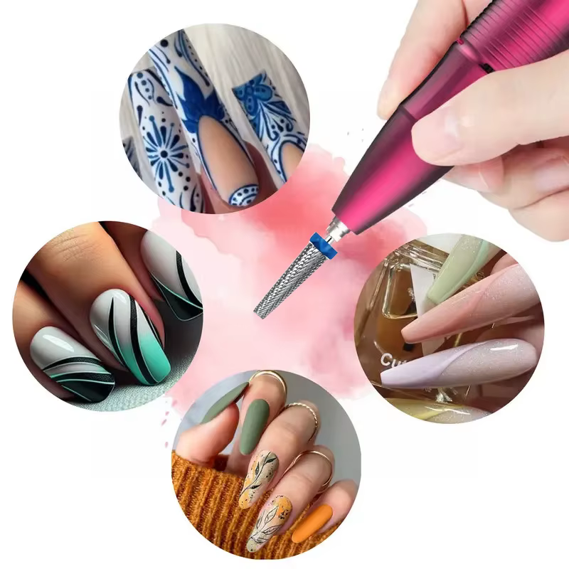 Forets à ongles en carbure de tungstène Extra longs 5 en 1, 24mm, accessoires de sécurité pour Salon
