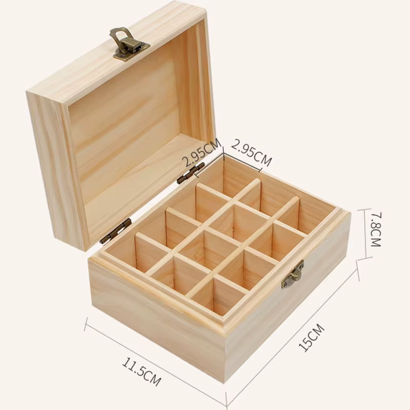Boîte de rangement en bois pour huiles essentielles, 12/25 fentes, organisateur de transport, boutei