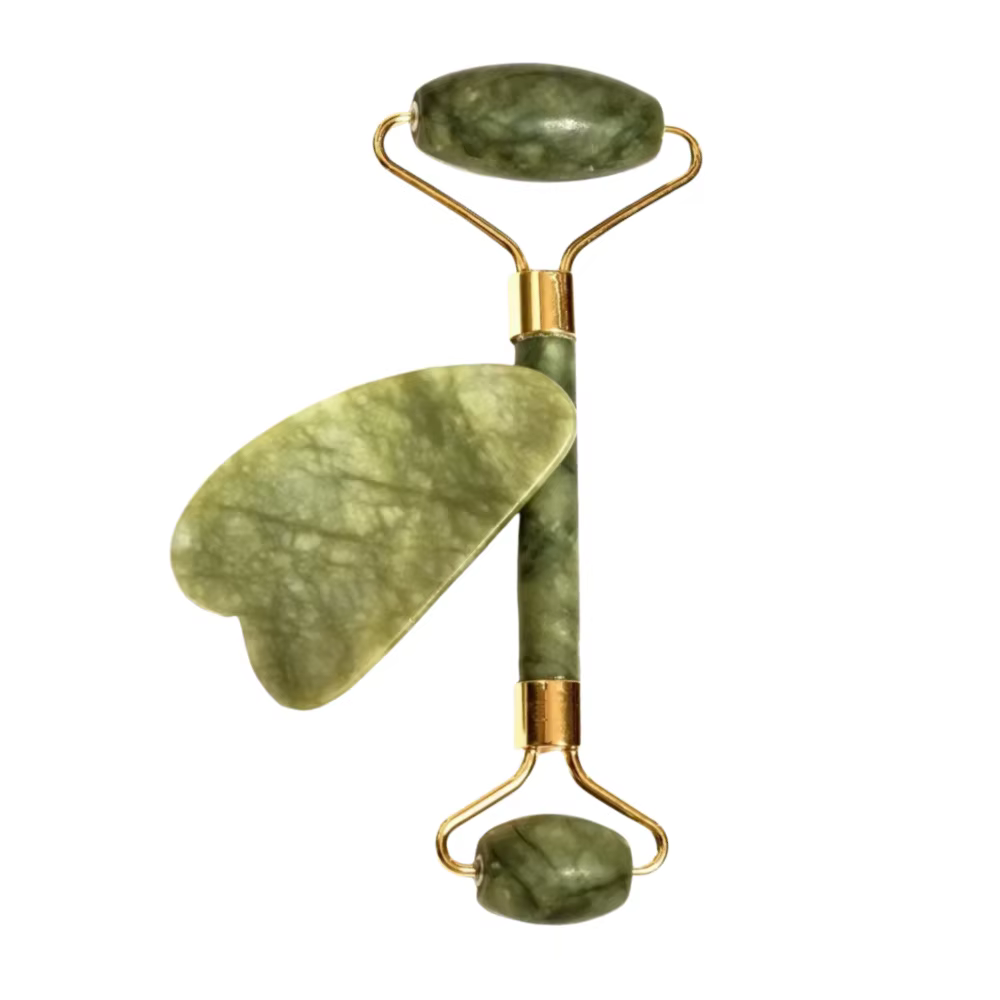 Rouleau de massage en pierre naturelle pour le visage, lifting, Gua Sha, masseur corps et cou, soin