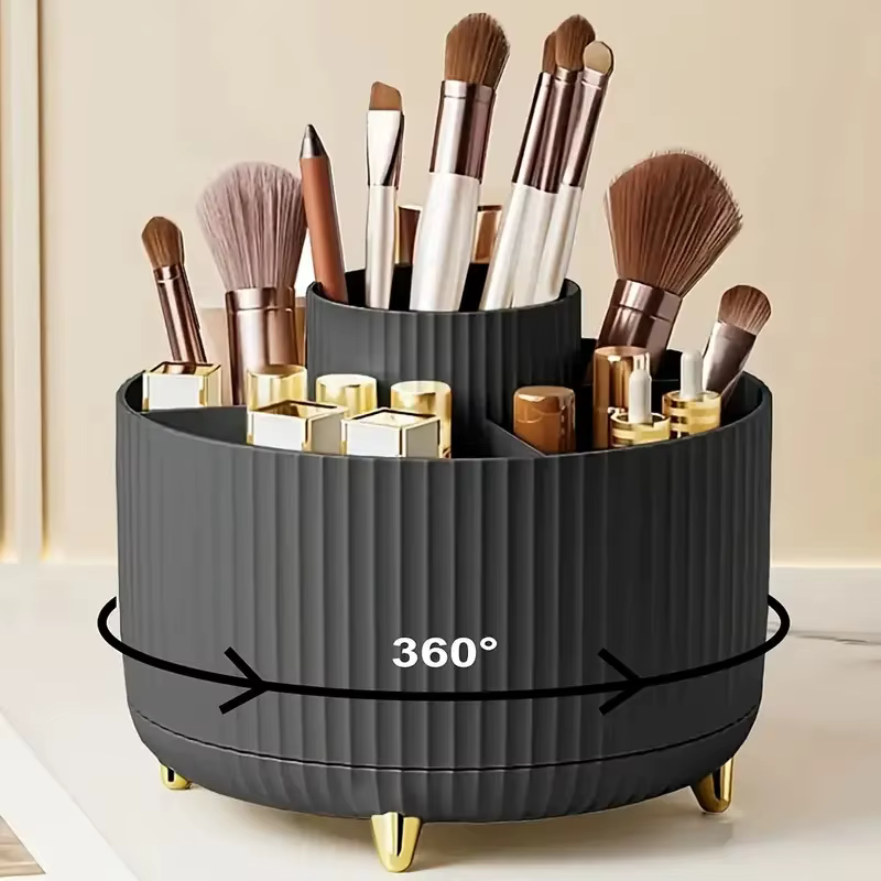 Organisateur de porte-brosse de maquillage 5 emplacements 360 °   Organisateurs rotatifs de stockage