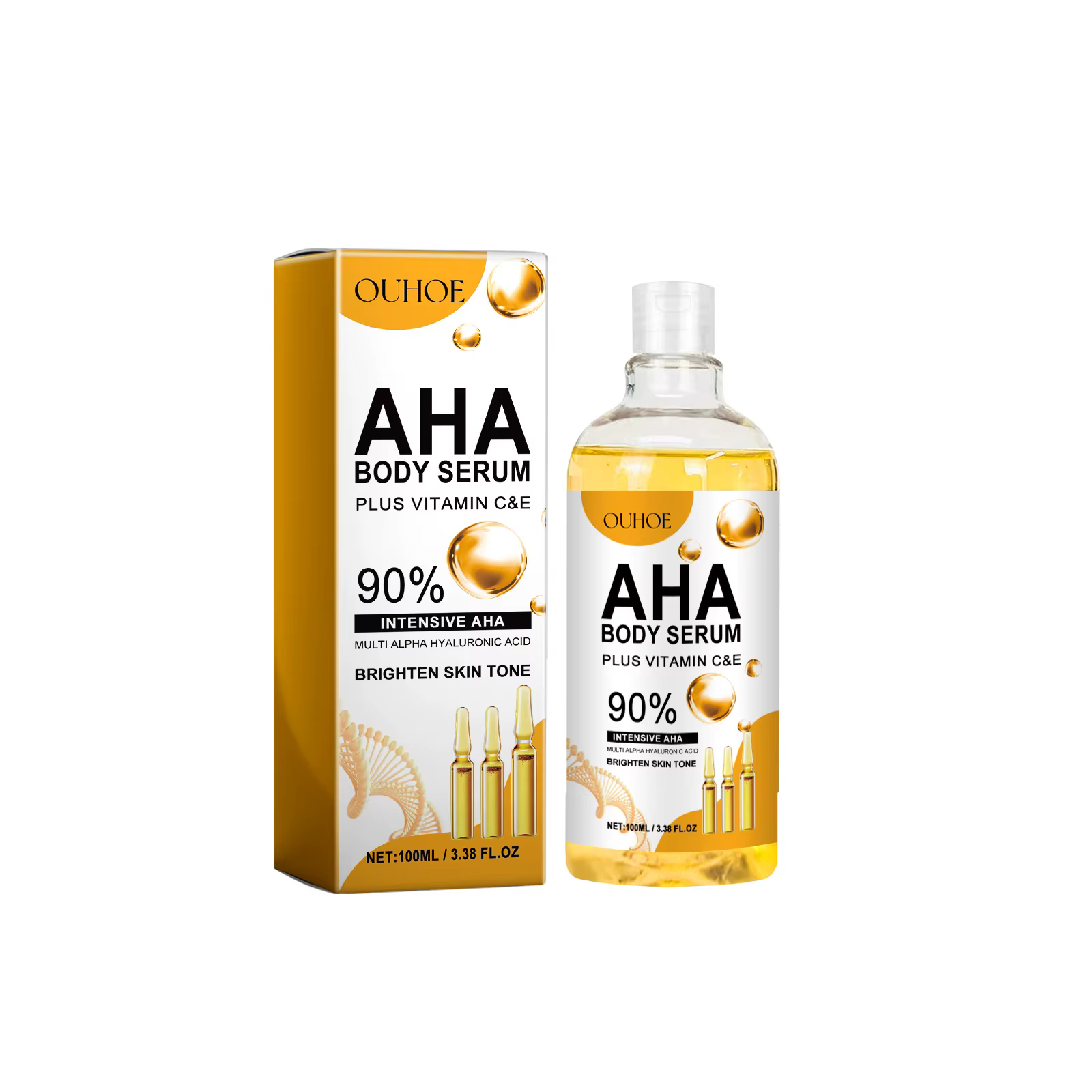 AHA-Sérum blanchissant pour le corps, hydratant, effaceur de taches, rétrécissement des pores, répar