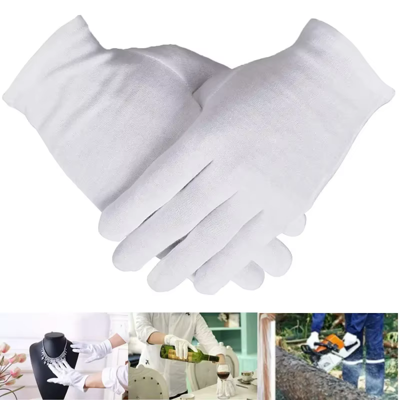 12 paires de gants en coton blanc pour les mains sèches, hydratant, pour l'inspection de l'eczéma, g