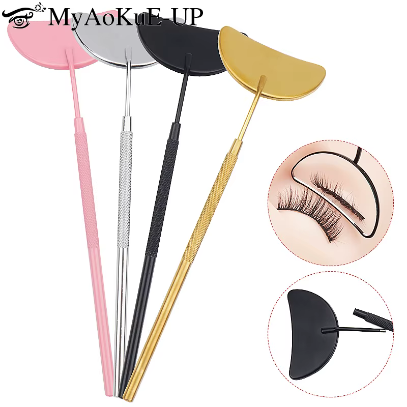 Miroir d'extension de cils en forme de lune, 1 pièce, détachable, en acier inoxydable, miroir de maq