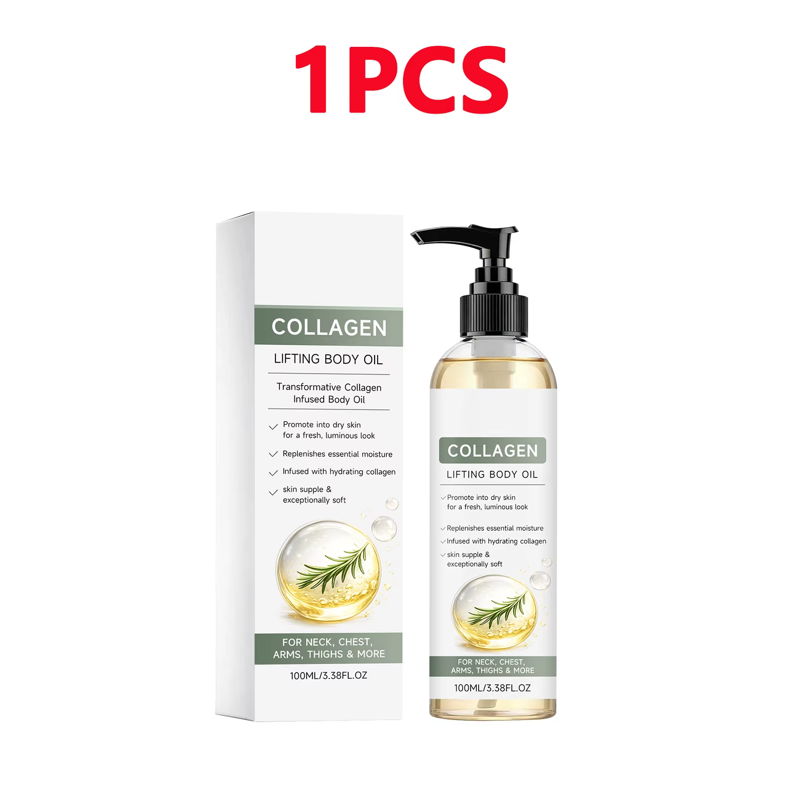 Huile corporelle au collagène et à la rosemarie 100ml, hydratation intense, non grasse, absorption r