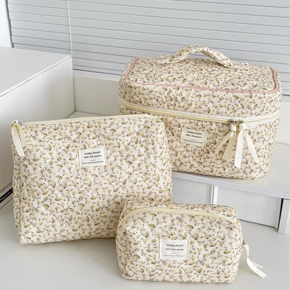 Pochette à cosmétiques Vintage pour femmes, imprimé Floral, sac à main de voyage, sac de rangement d