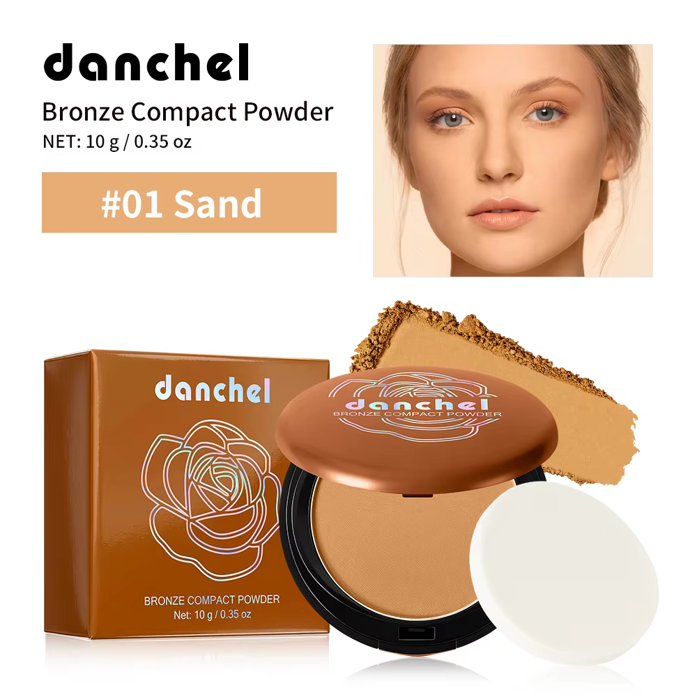 Poudre compacte bronzante naturelle, éclaircissante, masquant les imperfections, unifie le teint, lo