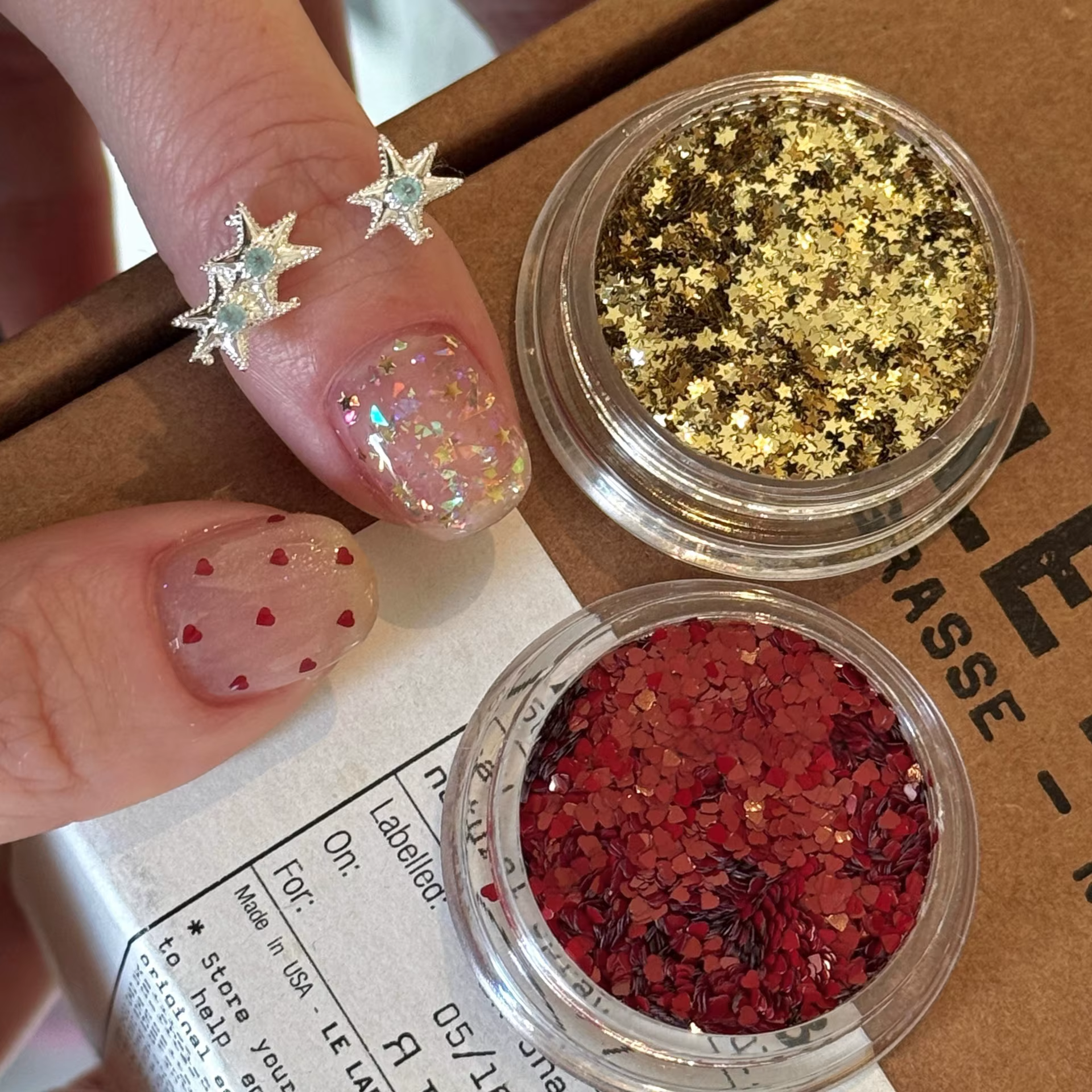 Mini étoile rouge foncé, accessoires pour ongles à paillettes, brillants, faits à la main, portables