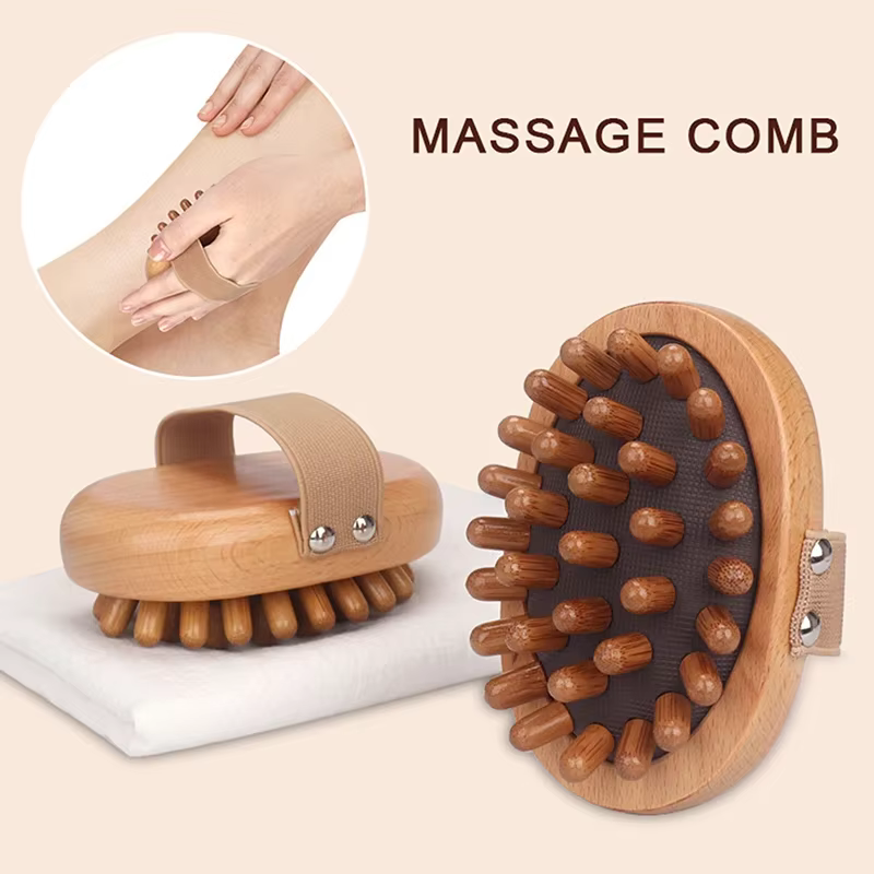 Brosse de massage corporelle en bois pour la cellulite et l'amélioration de la circulation sanguine 