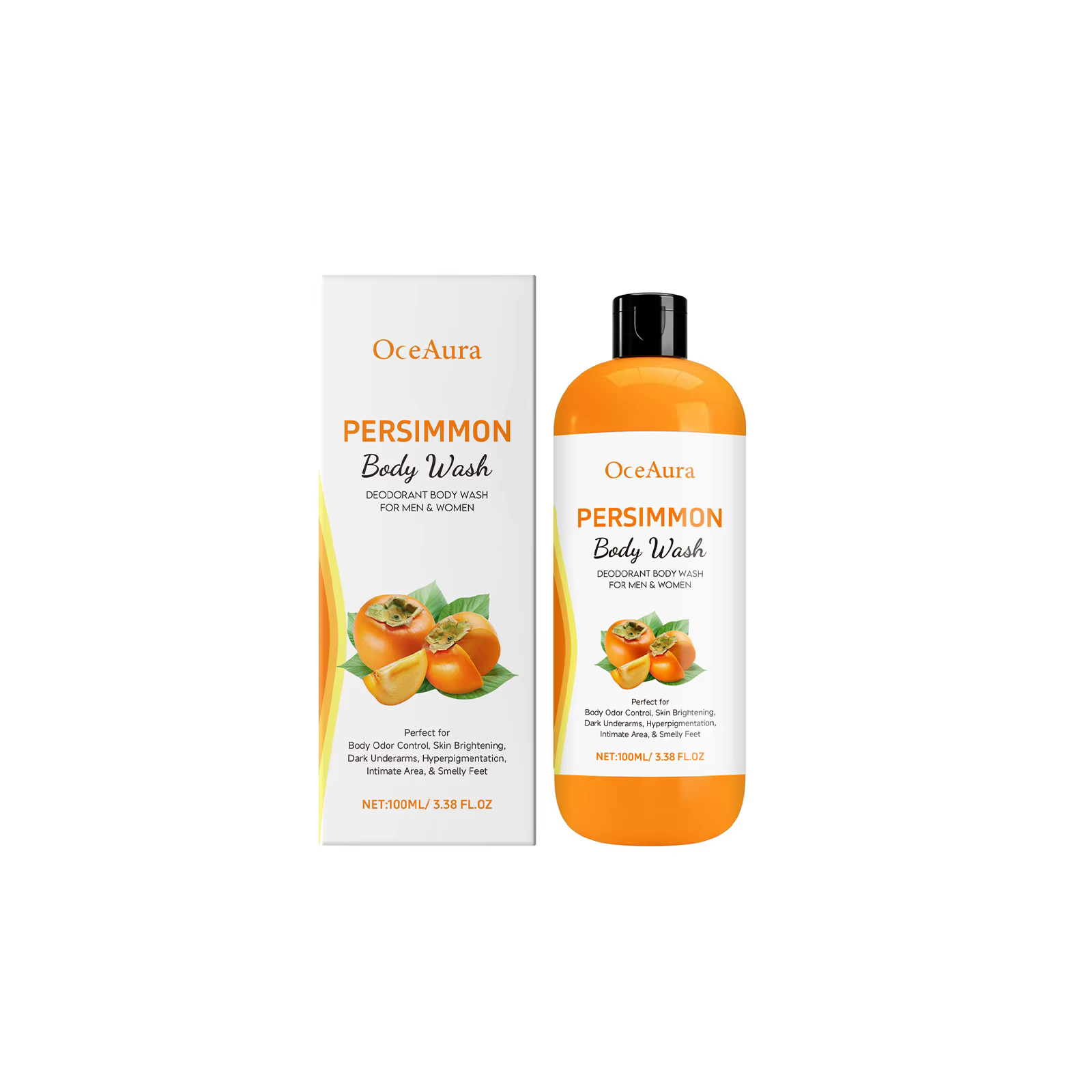 Gel douche au kaki, nettoyage doux, exfoliant, nourrissant, contrôle de l'huile, amélioration de la