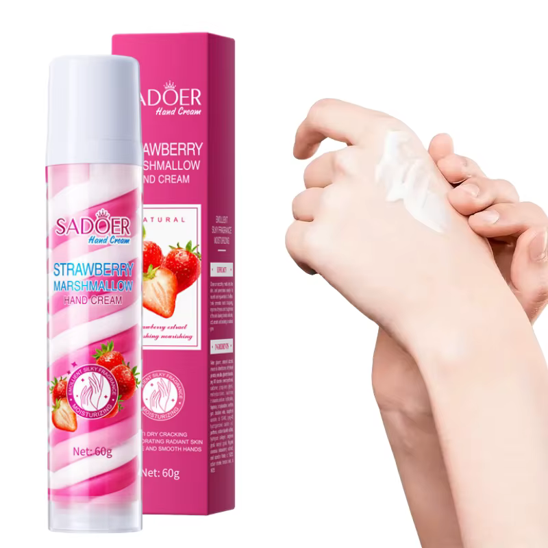 Crème pour les mains à la fraise et à la guimauve, 60g, extrait de fraise, hydrate les peaux sèches
