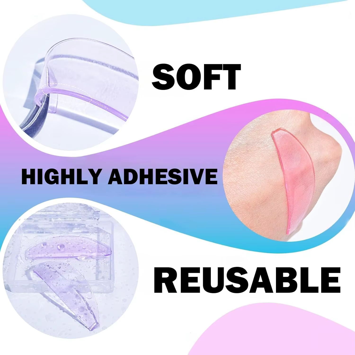 Libeauty 1 paire de tampons adoucissants pour cils, en Silicone, pour permanente, tiges de cils, bou