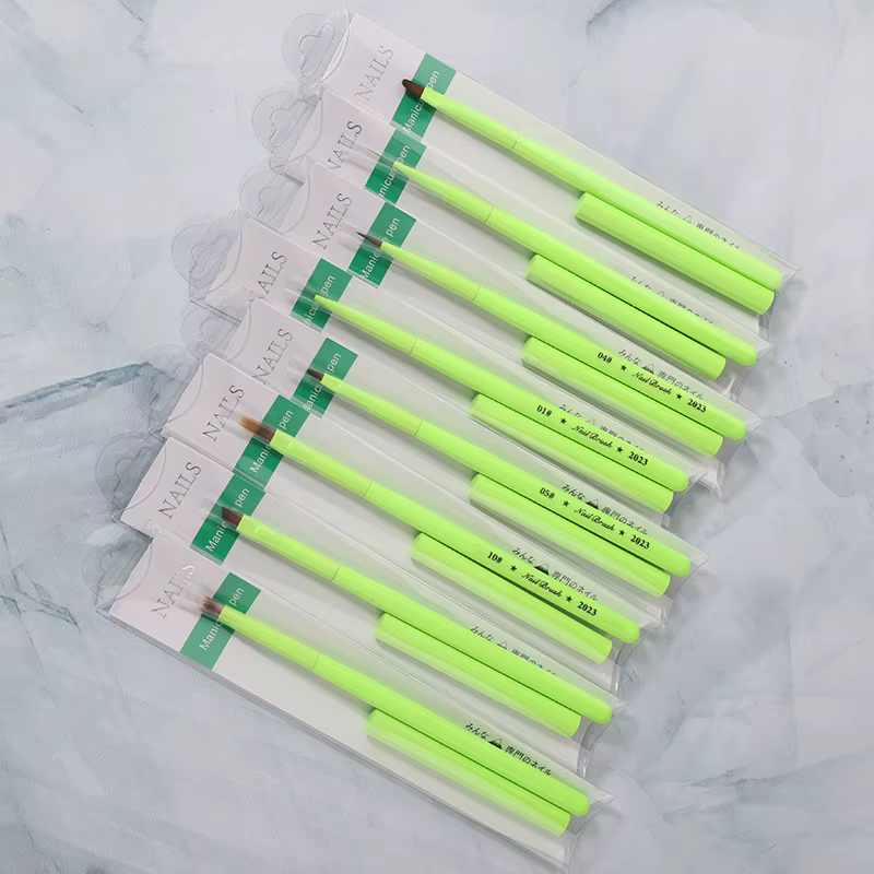 Brosse à ongles verte, brosse à Gel pour manucure, stylo d'extension de Gel UV acrylique, vernis à o