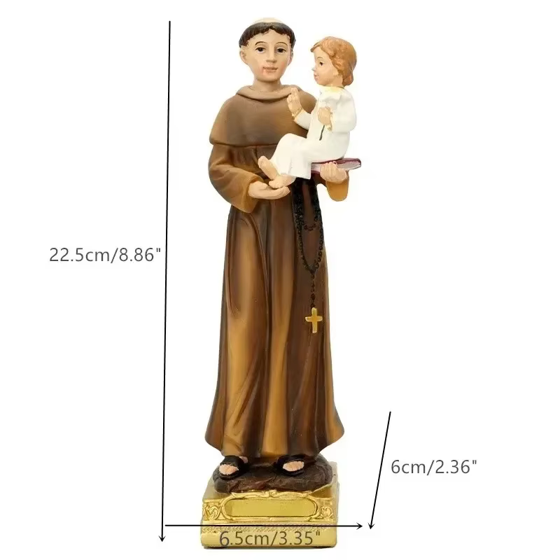 Statue de Saint-Antonio 20/30Cm, 1 pièce, icône de prière de la famille Saint catholique, ornements