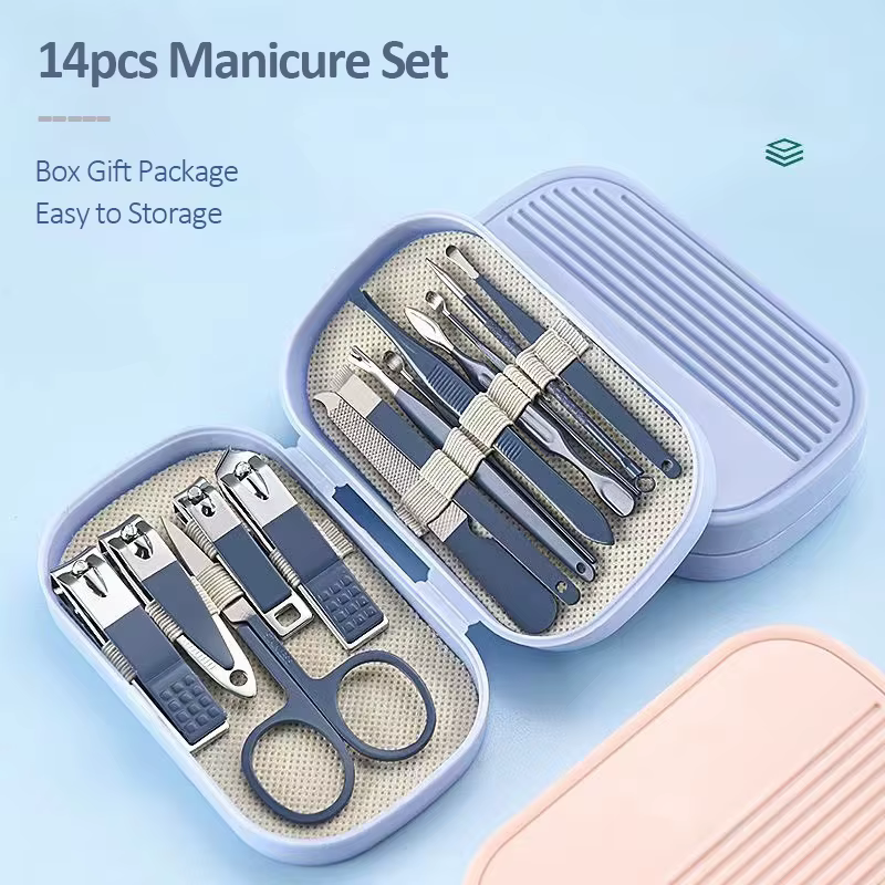 Ensemble de manucure et pédicure de luxe pour hommes et femmes, ciseaux à ongles, coupe-ongles, cuil