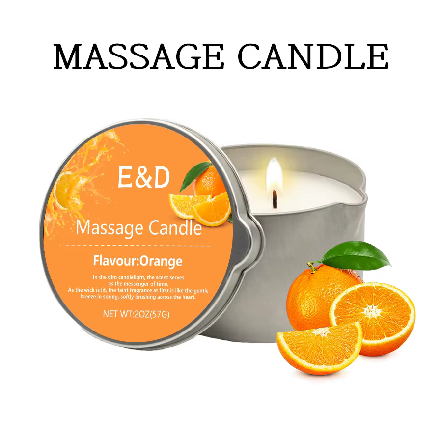 Bougie de massage à l'huile d'orange 2 oz, bougie de massage corporel qui se transforme en huile cha