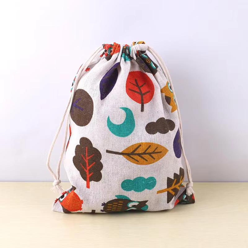 Sac de rangement en coton et lin pour jouets et friandises pour animaux de compagnie, pochette à cor
