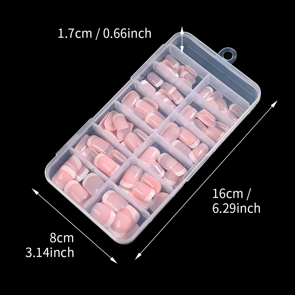 120 pièces rose français court carré faux ongles 12 tailles couverture complète presse sur ongles po