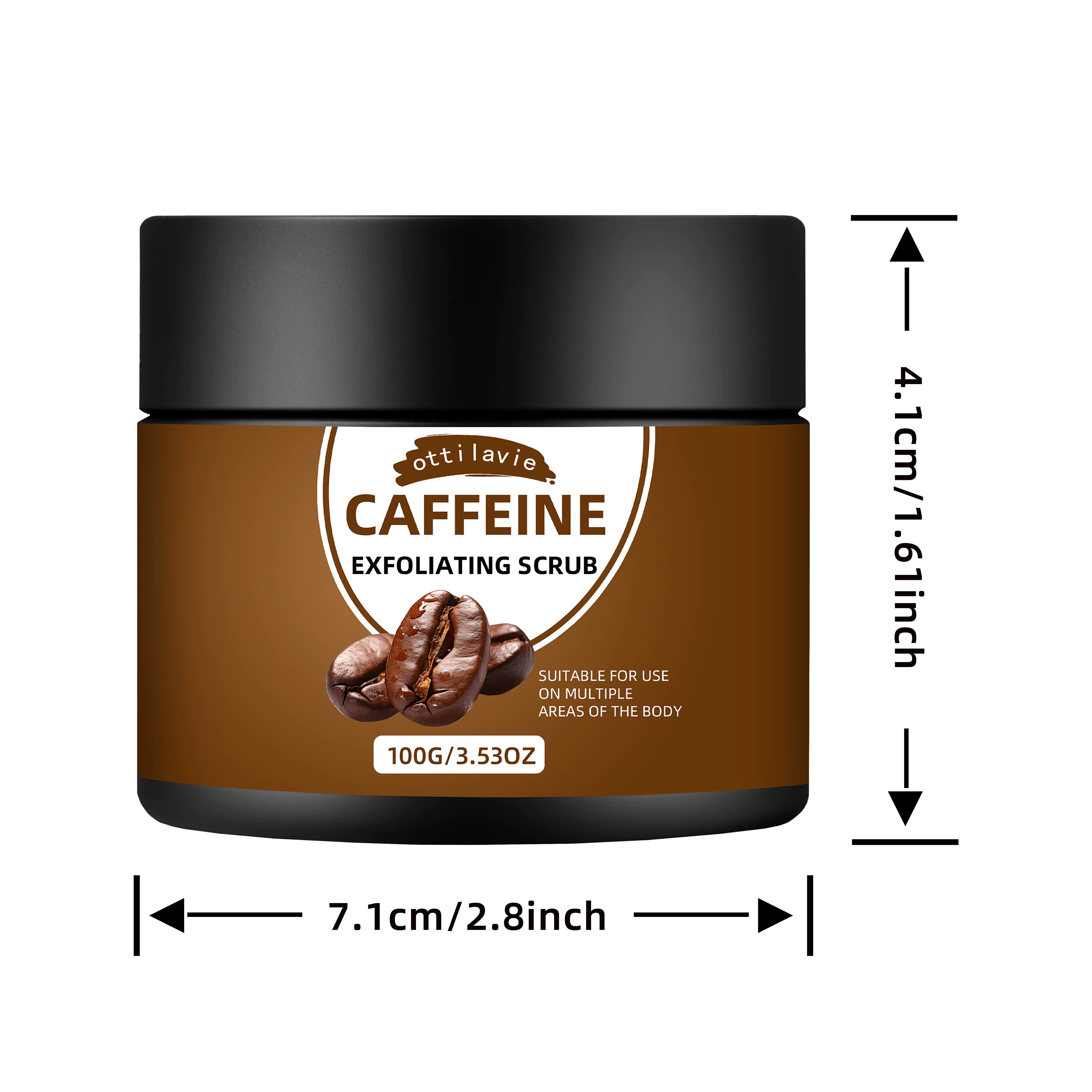 Gommage exfoliant à la caféine Ottilavie, exfoliation douce et nettoyage en profondeur pour les main