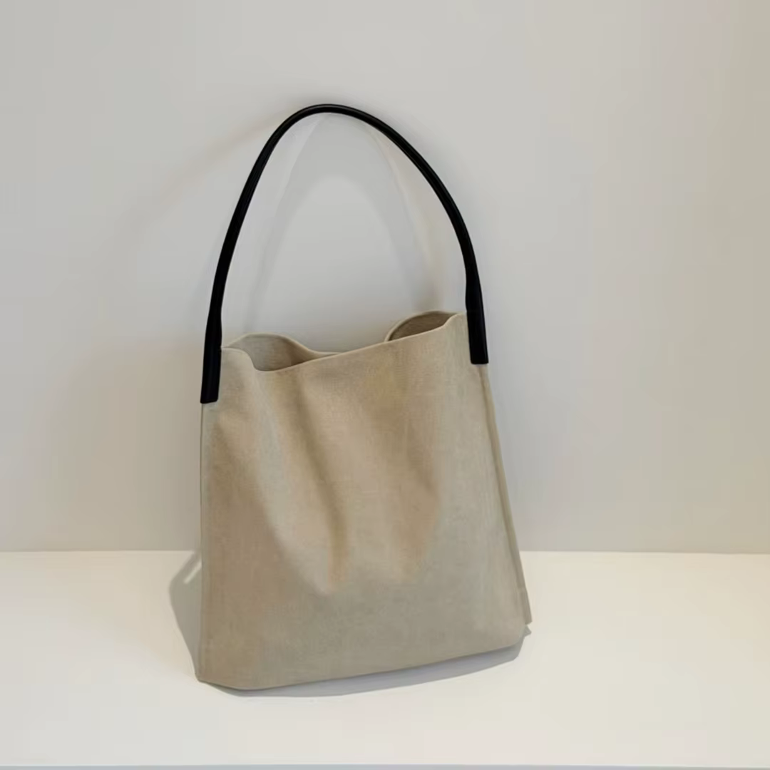Sac Fourre-tout en Toile pour Femme avec Poignées en Cuir Véritable Grande Capacité Sac à Épaule Sty