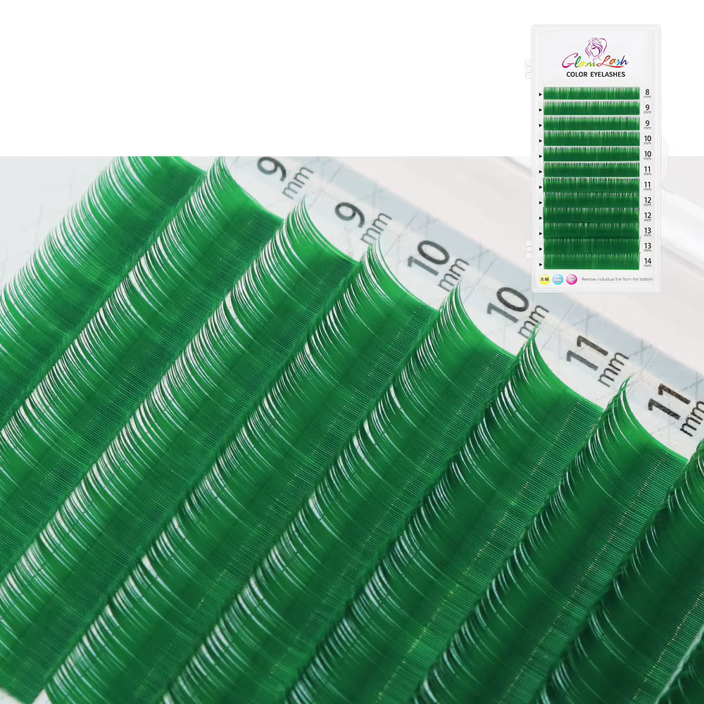 GLAMLASH cils colorés bleu lac/lavande/cannelle/vert foncé/gris Matcha Extension de faux cils coloré