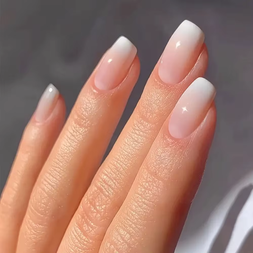 ARTAUG 24 pièces brillant rose presse sur ongles moyen carré faux ongles style élégant faux ongles c