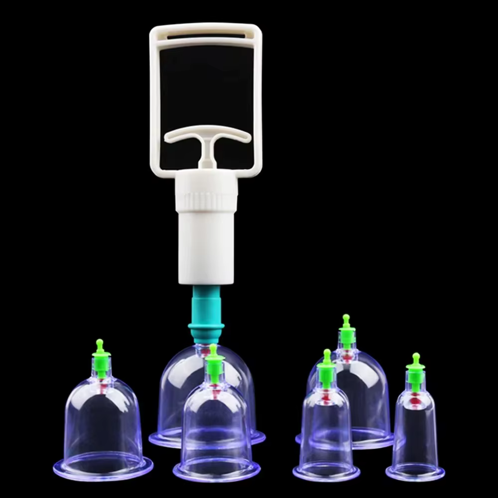 Lot de 8 ventouses anti-cellulite sans verre, type sec et humide, pour massage corporel, thérapie pa