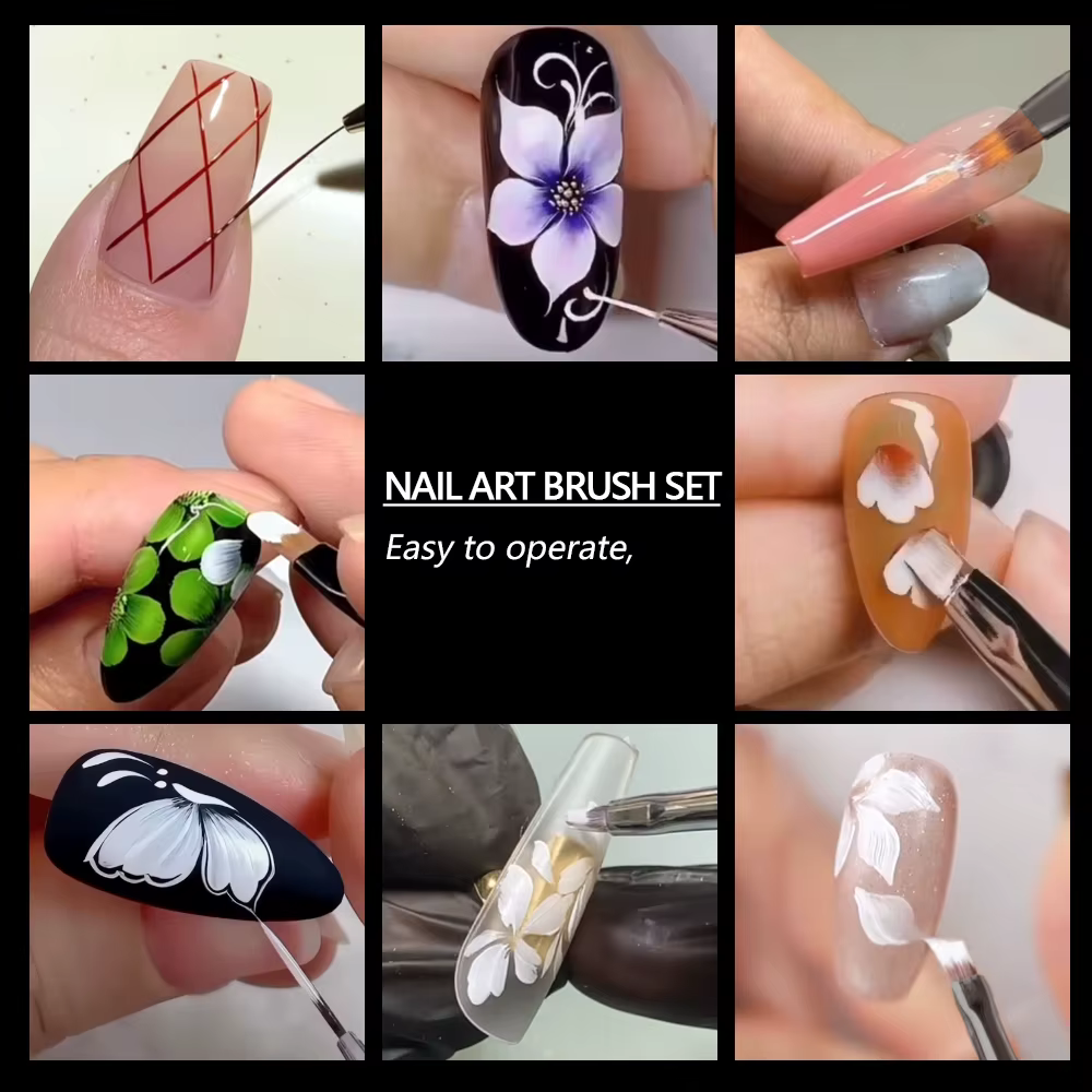 10 pièces Nail Art stylo brosse UV Gel peinture à la main Liner stylo ensemble acrylique Gel UV vern