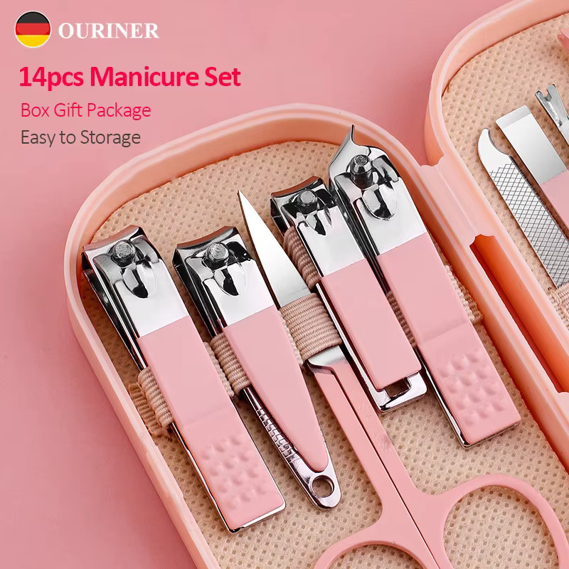 Ensemble de manucure et pédicure de luxe pour hommes et femmes, ciseaux à ongles, coupe-ongles, cuil