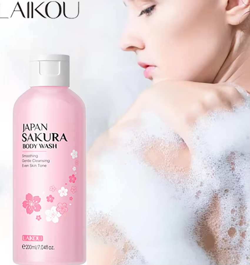 LAIKOU Sakura Gel douche longue hydratant lisse longue durée parfum mousse douce nettoyage du corps