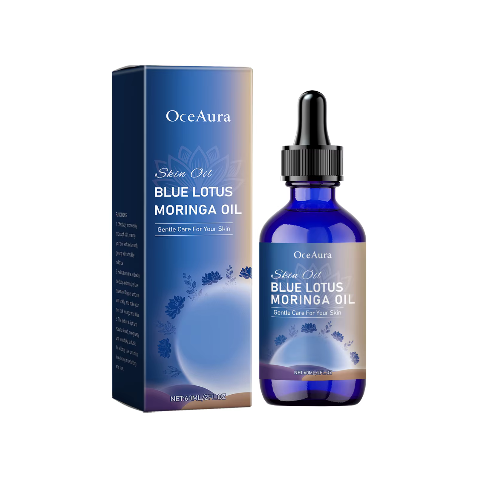 Huile de Massage au Lotus bleu anti-Stress, hydrate en profondeur, apaise les muscles et favorise la