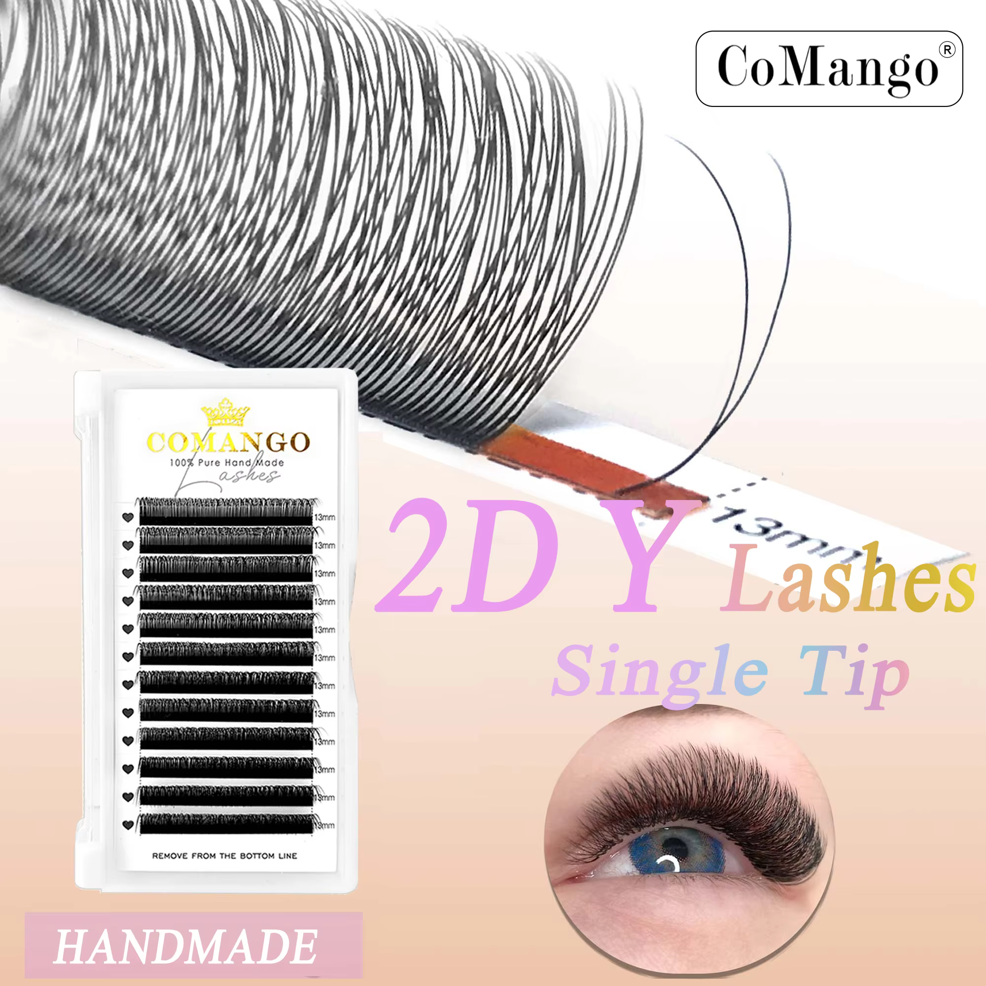 CoMango-Extension de cils en faux vison 1D 2D Y, courbure C/D, cils naturels, volume russe, matériau