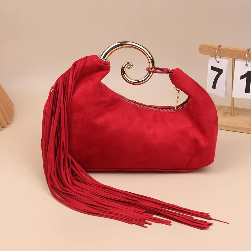 Sacs de soirée vintage tendance pour femmes, sacs à main en faux daim de luxe français avec poignée 