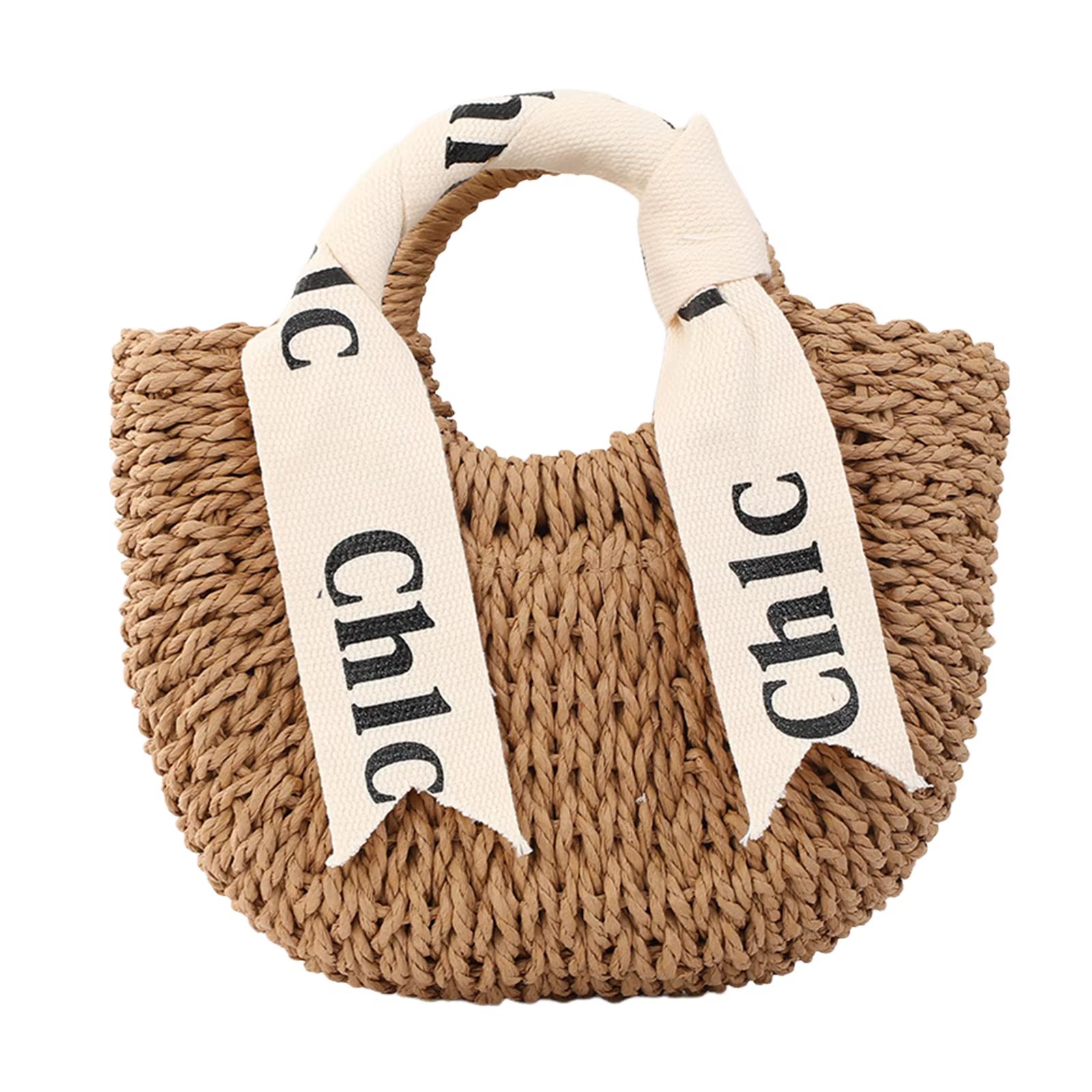 Sac fourre-tout demi-lune en rotin tressé pour femme, sac de plage en paille tissé à la main avec ru