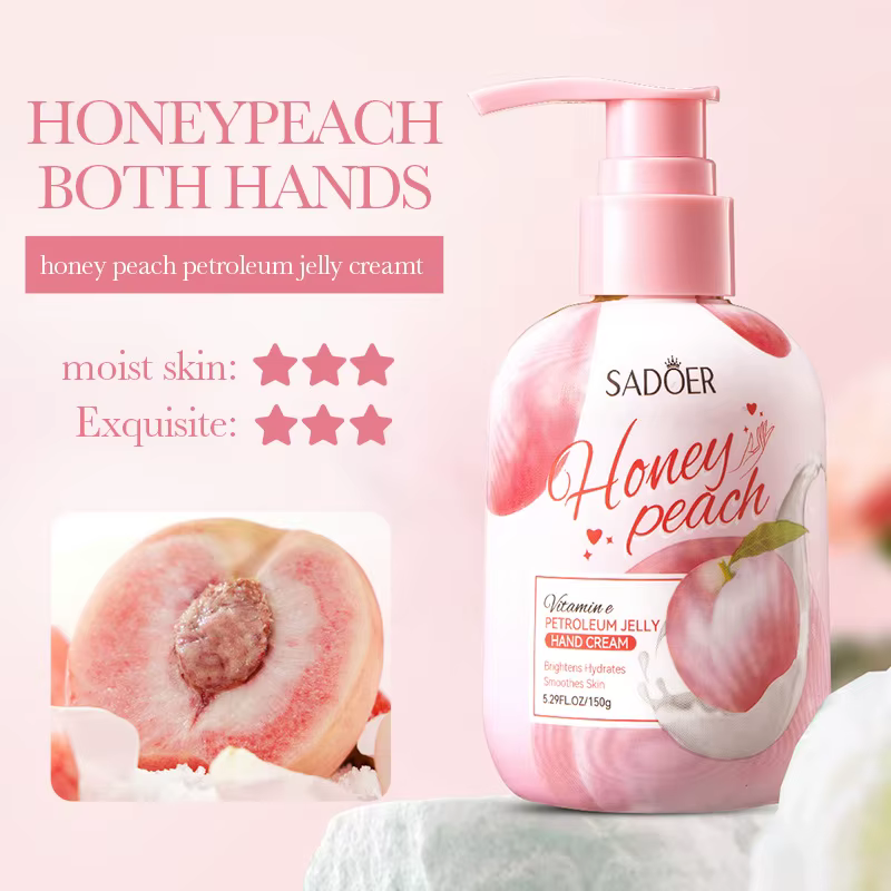 Crème pour les mains à la pêche 150g, riche en glycérine, extrait d'essence de pêche et tocophérol, 