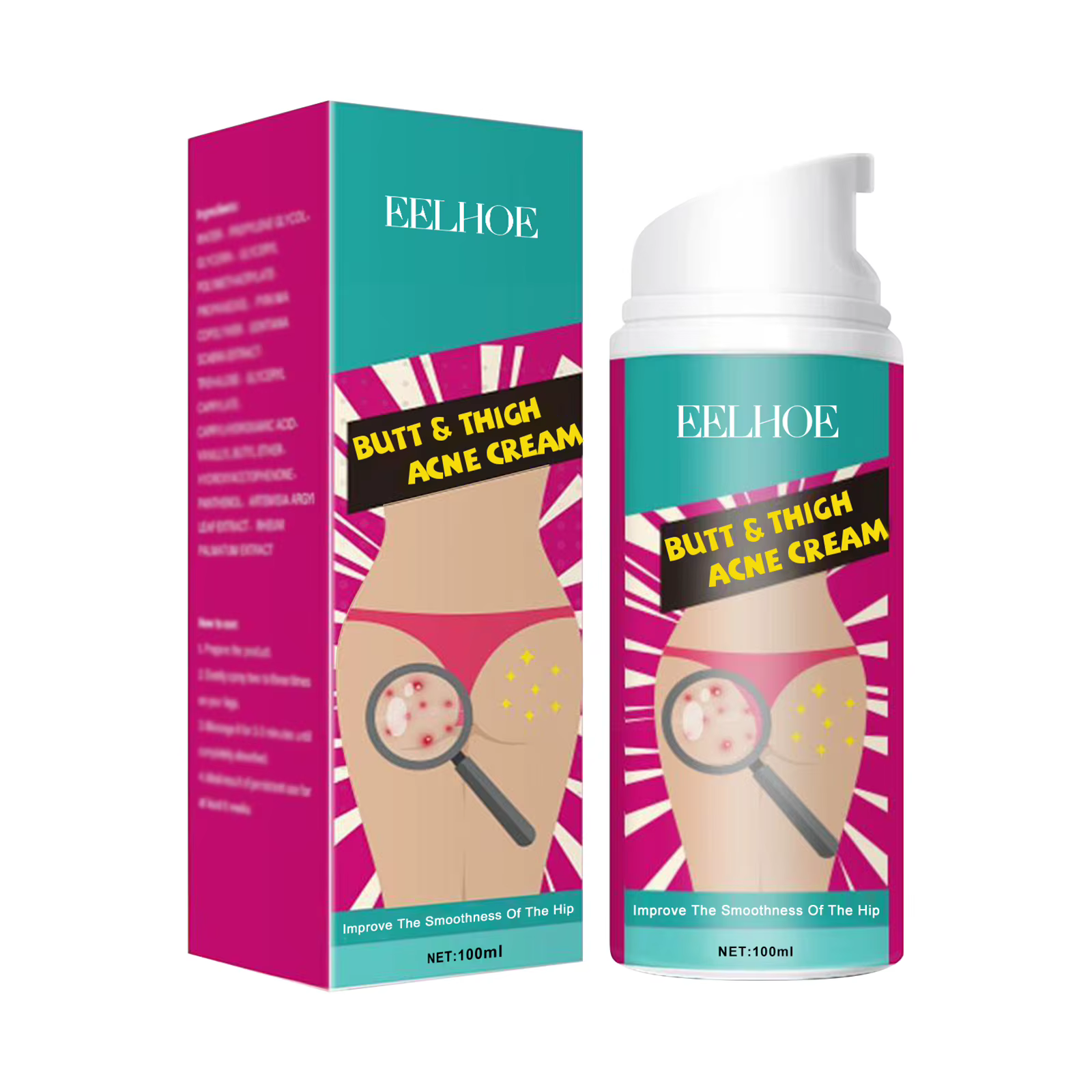 Crème d'acné pour les fesses et les cuisses, élimine les boutons, hydratante, éclaircissante, lissan