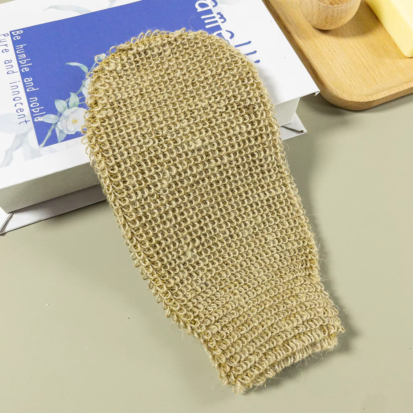 Ensemble de bain exfoliant en jute naturel avec gant exfoliant et sangle dorsale – Gommage corporel
