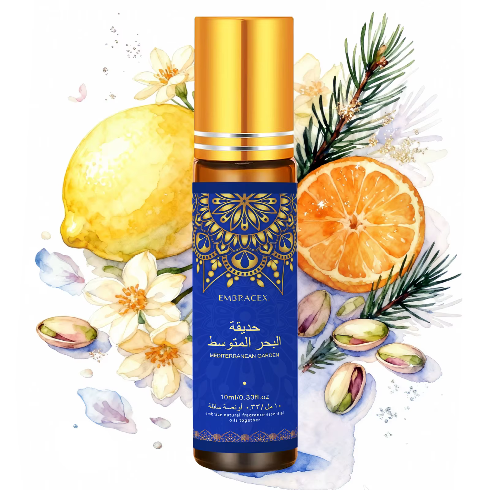 Huile Essentielle Jardin Méditerranéen 10ml - Huile Parfumée Roll-on Méditerranéenne - Cadeau Aïd al