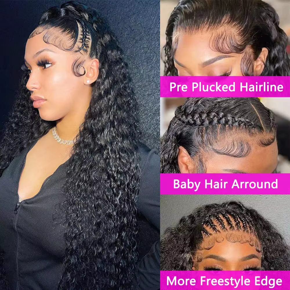 Perruque Lace Front Wig Deep Wave Naturelle Bouclée, Cheveux Humains, 13x6, 13, 28, 30, 32, 34, 36 P