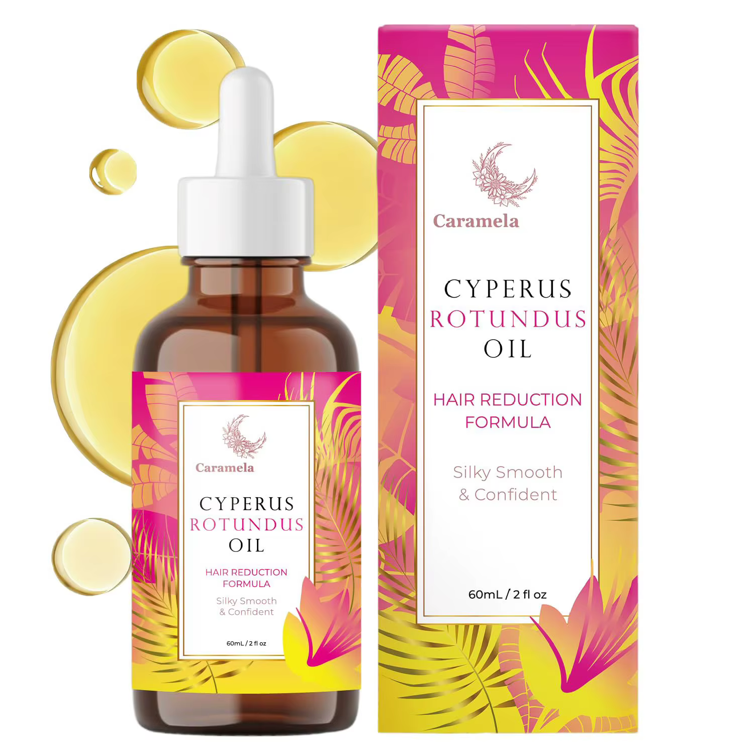 Huile Essentielle de Caramela Nutgrass 60ml – Soin Doux Cheveux et Corps – Hydratante, Nourrissante,