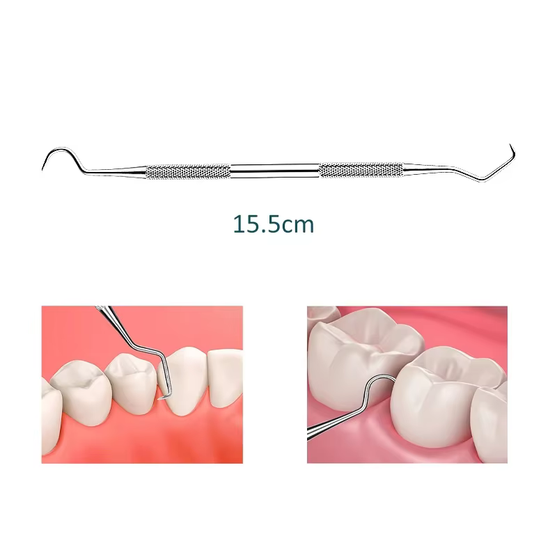 Outil de grattoir de cure-dents à double extrémité en acier inoxydable, explorer de sonde parodontal