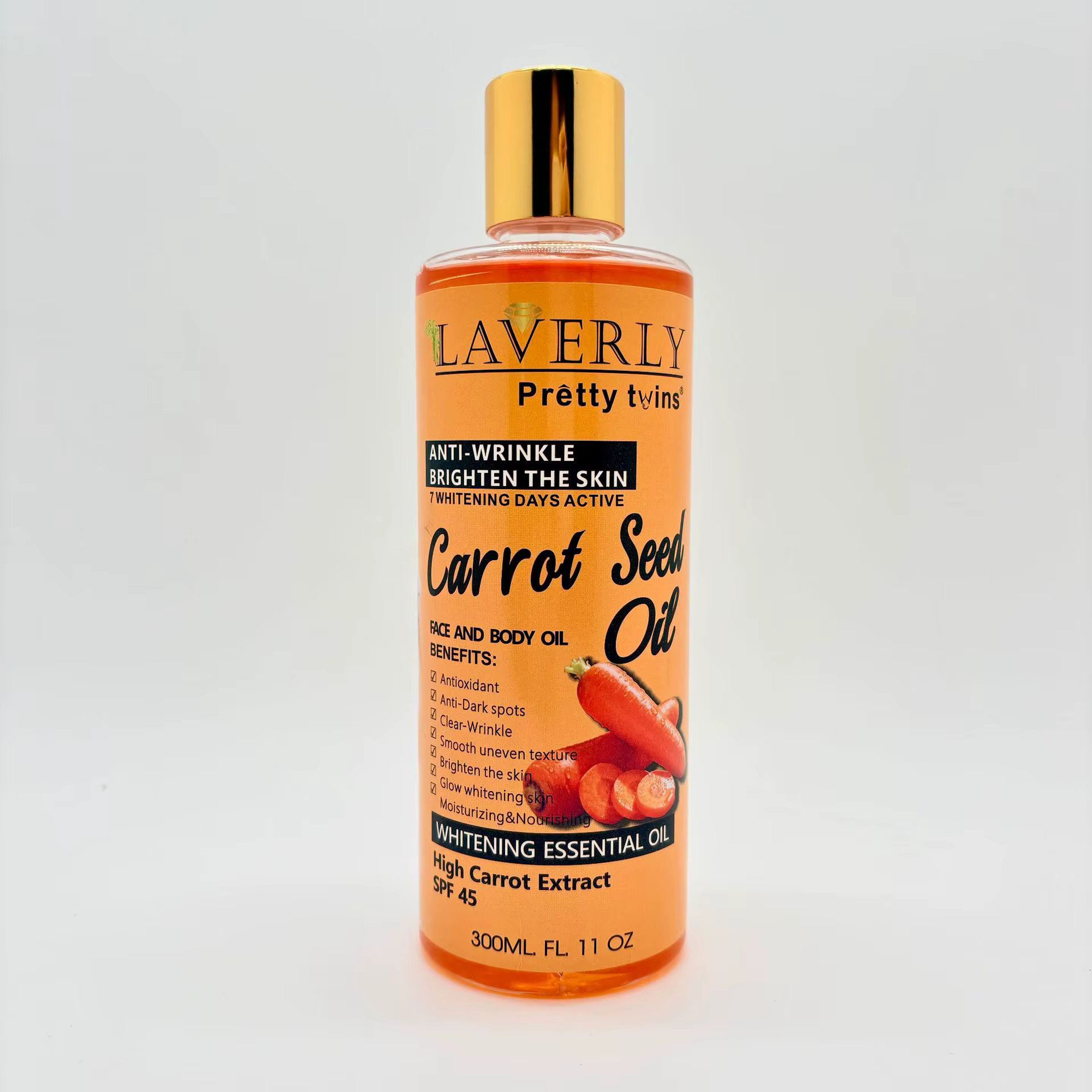 Huile corporelle hydratante à la carotte et au b-carotène 300 ml – Huile essentielle unisexe pour le