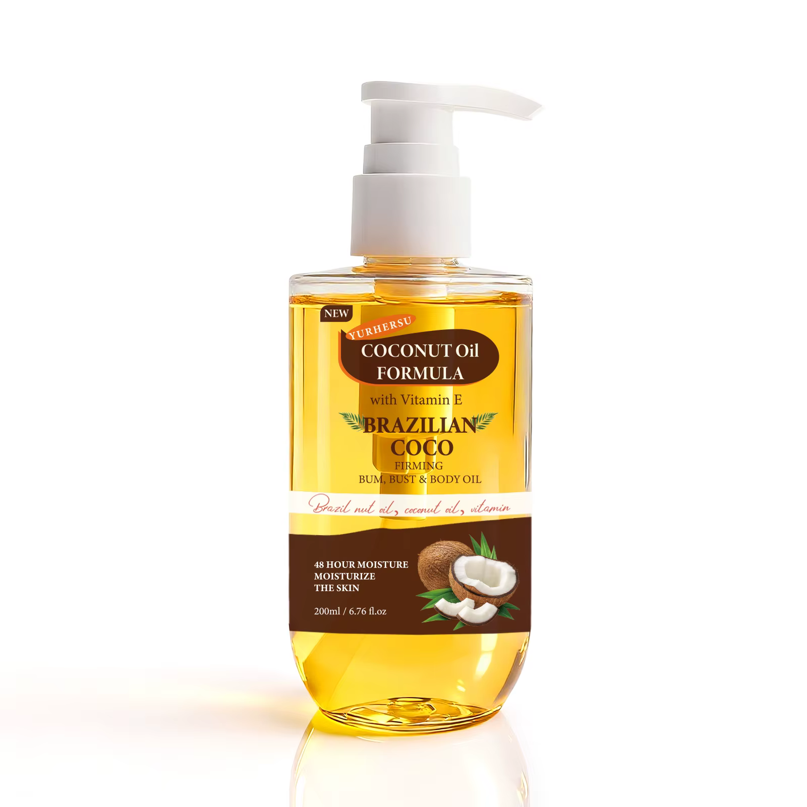 Huile corporelle de noix de coco, raffermissante, estompe, ligne Fine, hydratante, lisse, éclairciss