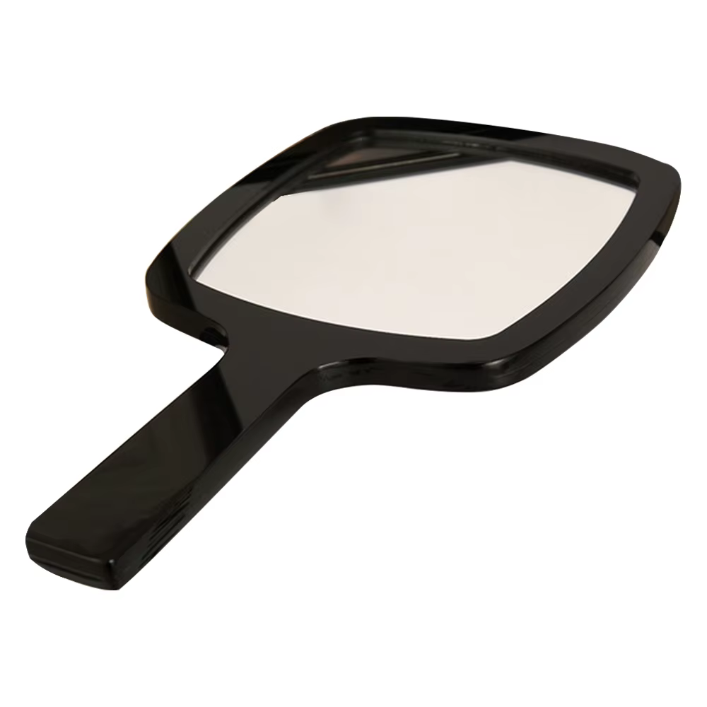 Miroir à main en acrylique noir, miroir à main portable avec poignée confortable, miroir de maquilla