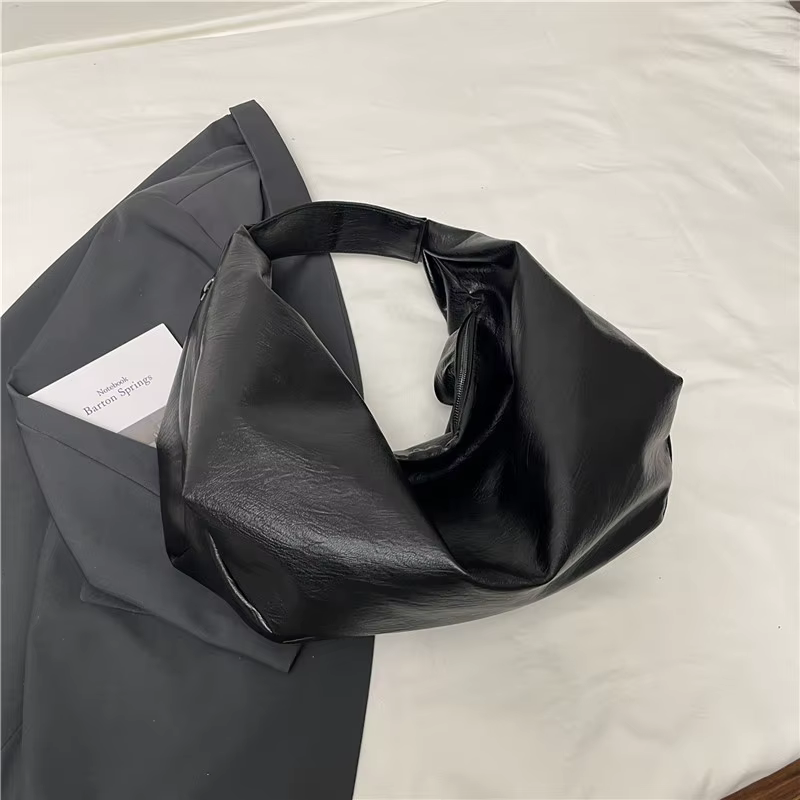 Sacs à bandoulière en cuir souple pour femmes, fourre-tout de Shopping déformable de grande capacité