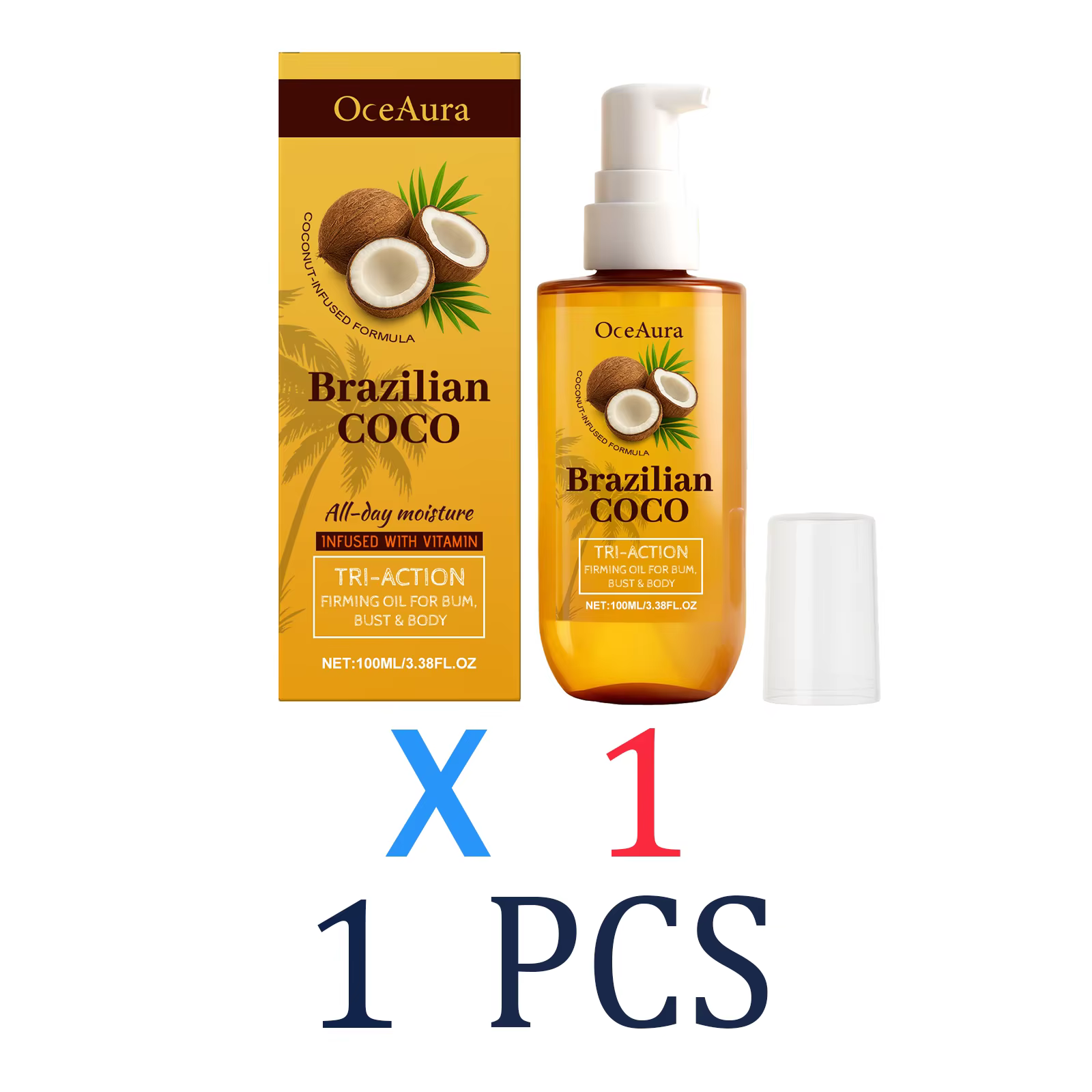 Huile corporelle de noix de coco, soin raffermissant et hydratant pour le corps, fesses, poitrine, v