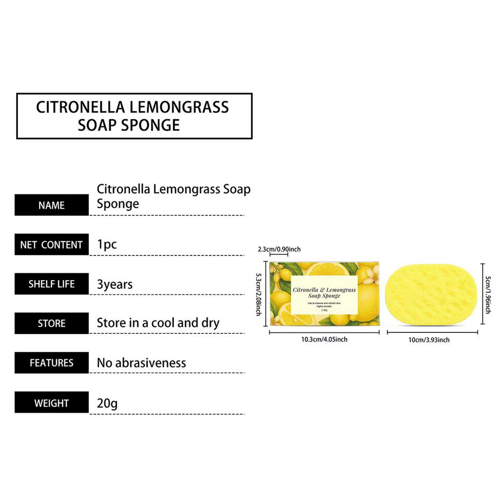 Éponge de bain exfoliante à la citronnelle et au citron pour le contrôle du sébum, nettoyage quotidi